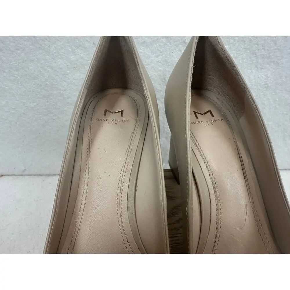 Marc Fisher LTD Zala Block Heel Pump SZ 5 Workwear Classic Neutral Minimalist - Picture 4 of 9
